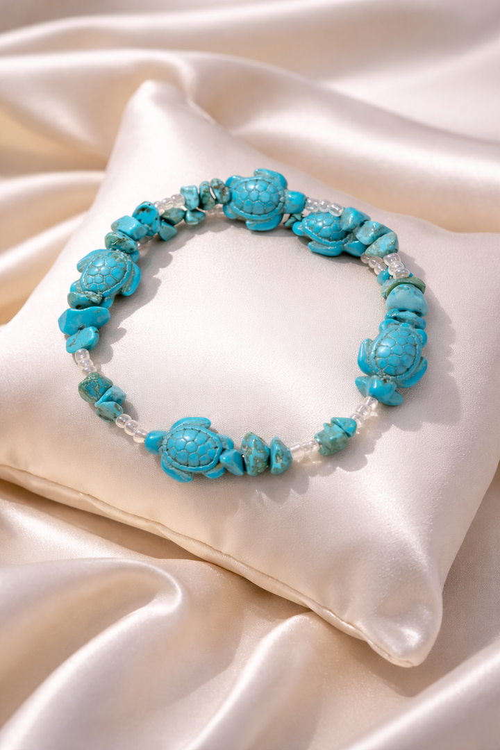 Turquoise Sea Turtle Charm Bracelet Anklet – Coastal Elegance