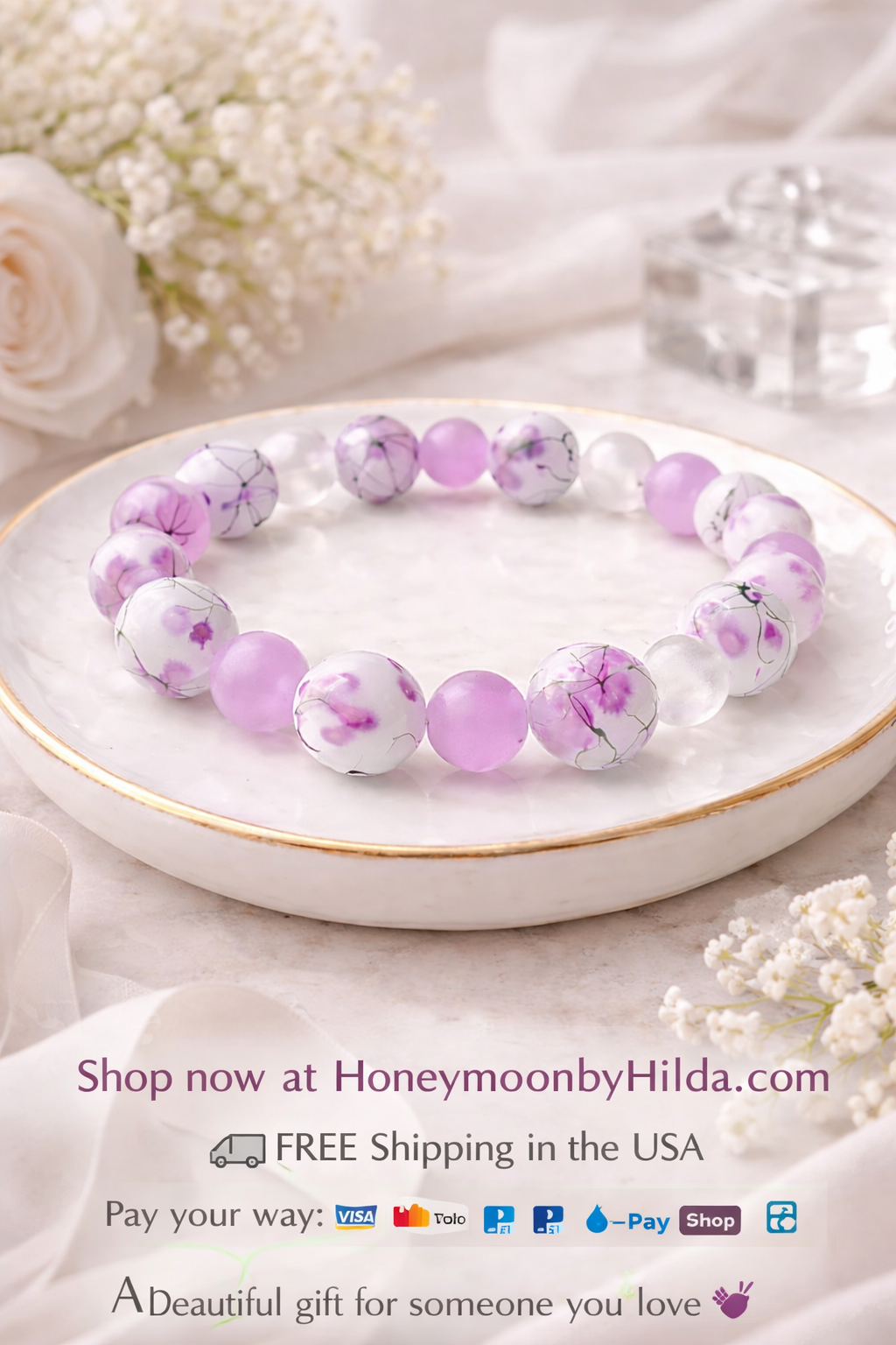 Jasmine Floral Beaded Bracelet – Elegant Feminine Jewelry | Honeymoon by Hilda