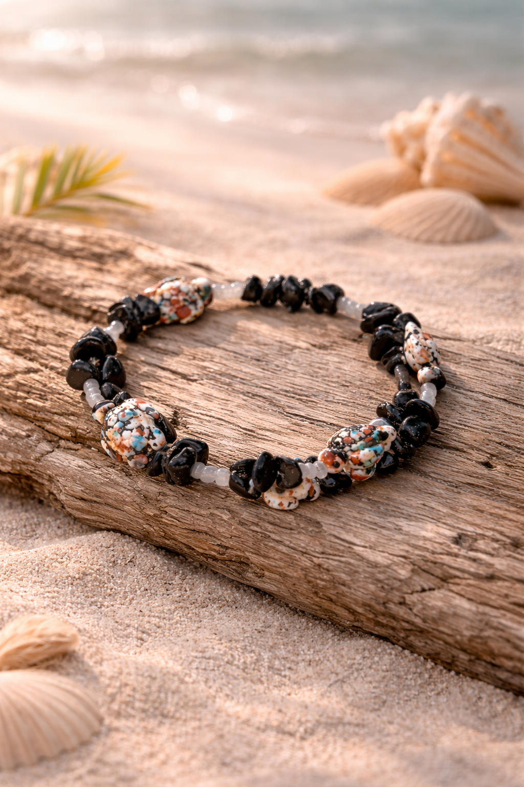 Black Stone Sea Turtle Bracelet Anklet – Coastal Strength & Timeless Style