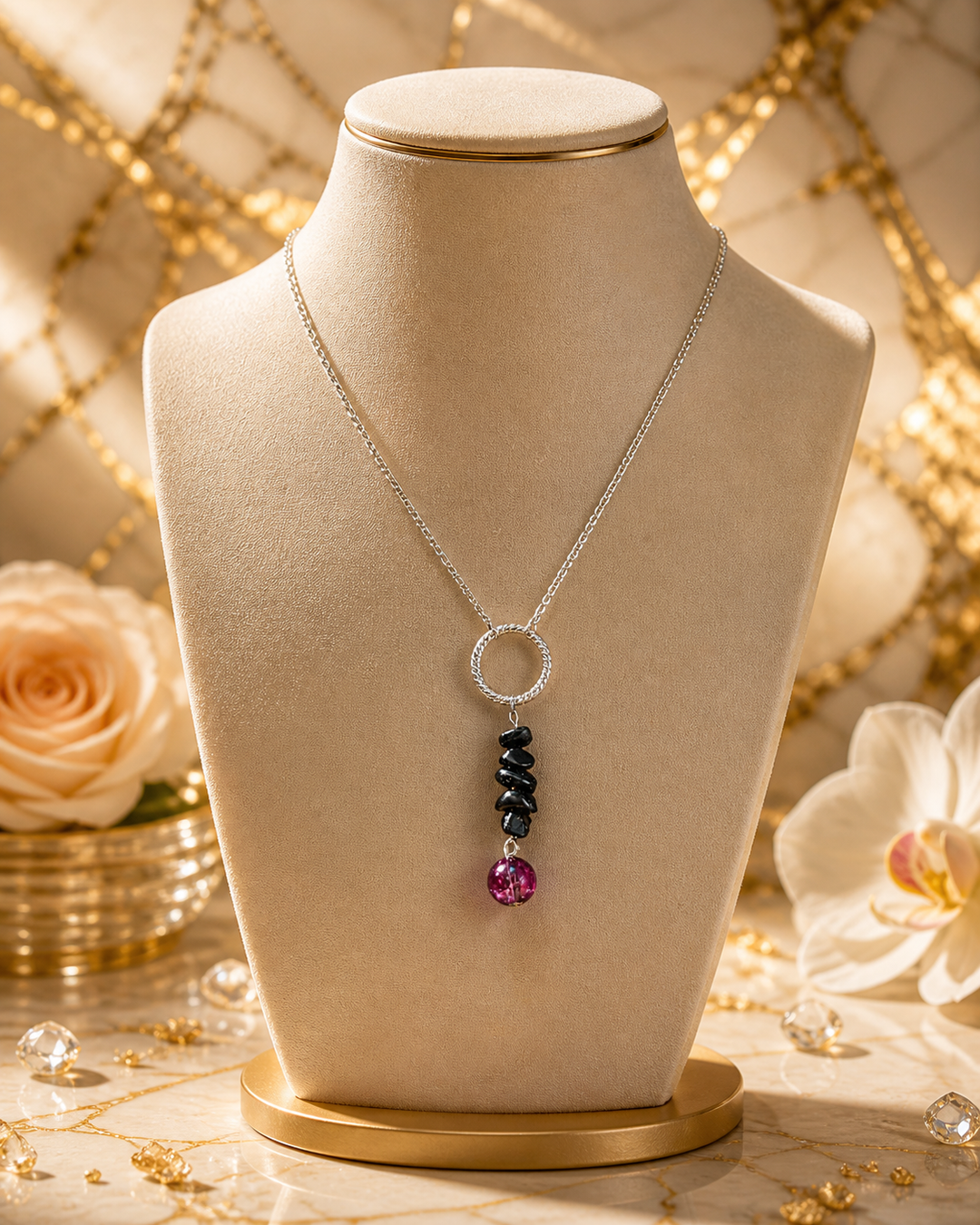 Violet Black Stone Necklace