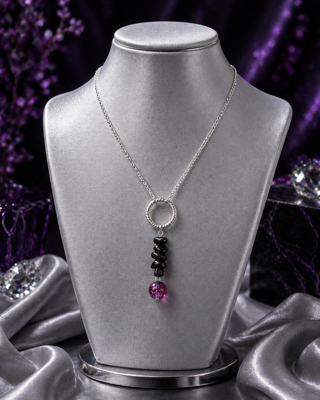 Violet Black Stone Necklace