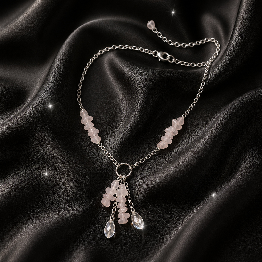 Natural Light Pink Stone Necklace