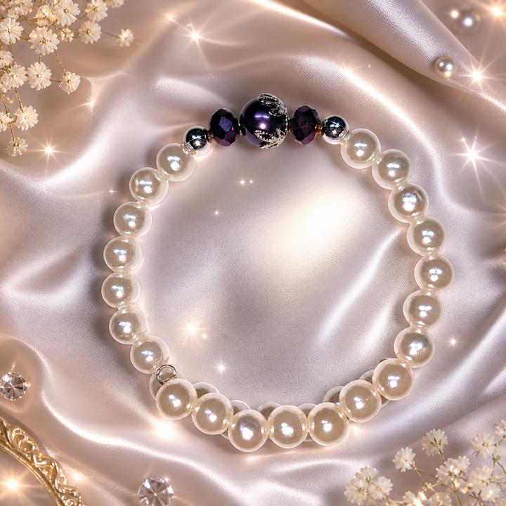 Eggplant Bloom Pearl Adjustable Bracelet
