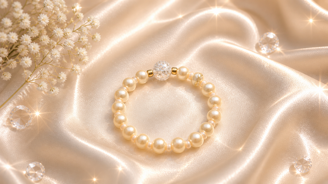 Camel pearl bracelet with warm imitation neutral pearls elegant adjustable bracelet for women