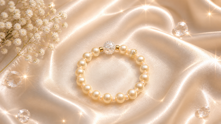 Camel pearl bracelet with warm imitation neutral pearls elegant adjustable bracelet for women