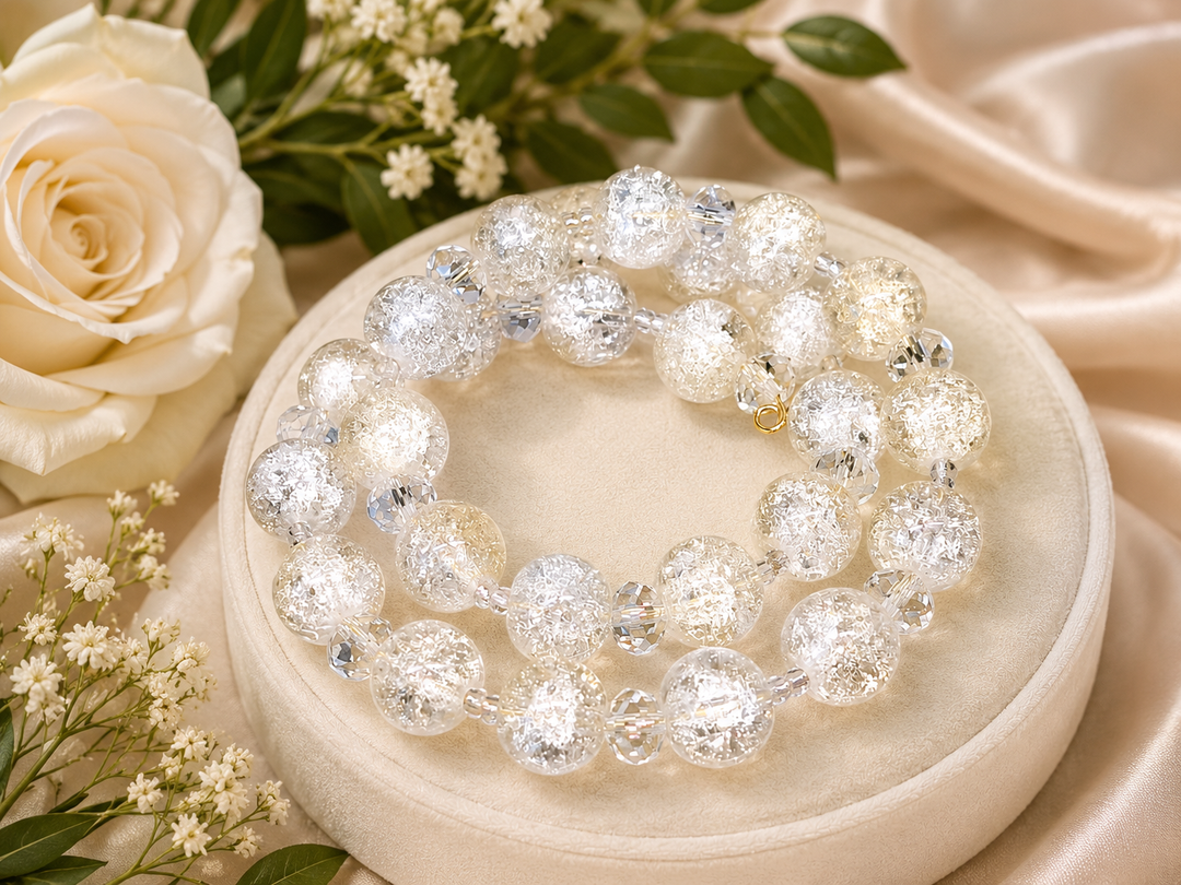 Royal Crystal Shine Bracelet with gold and clear crystal beads adjustable memory wire bracelet