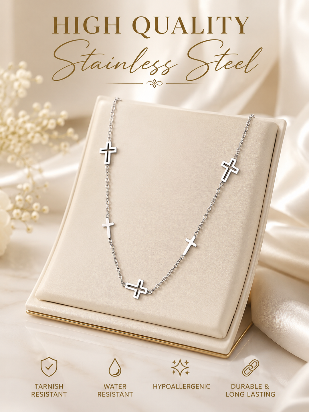 Faith Cross Necklace | 304 Stainless Steel | Gold & Silver
