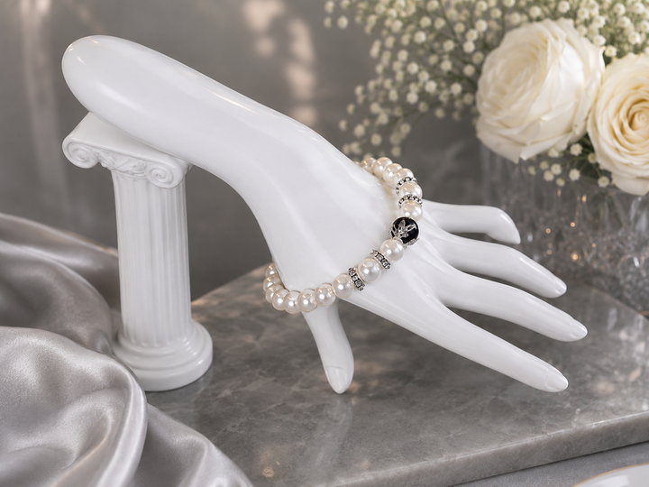Dark Flower Pearl Bracelet