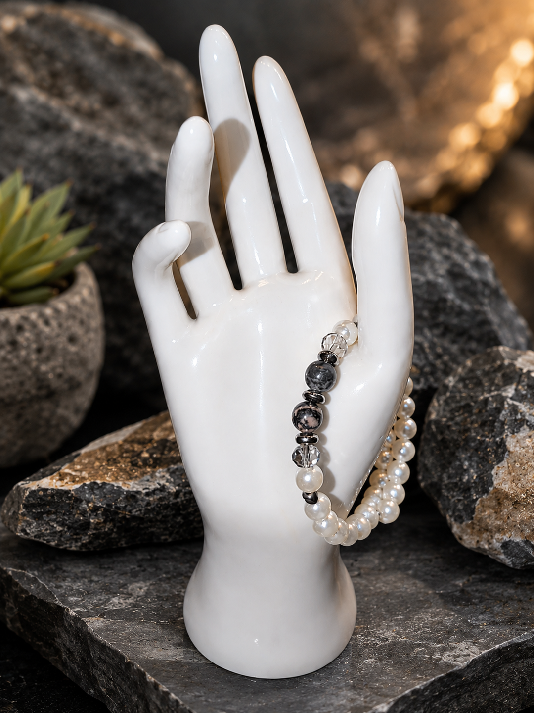 Charcoal Smoke Pearl Bracelet