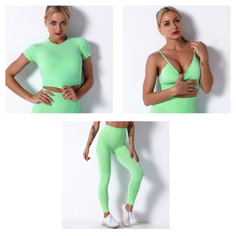 2/3/4 Piece Women’s Seamless Yoga Set — High-Waist Leggings, Shorts, Crop Top and Sports Bra