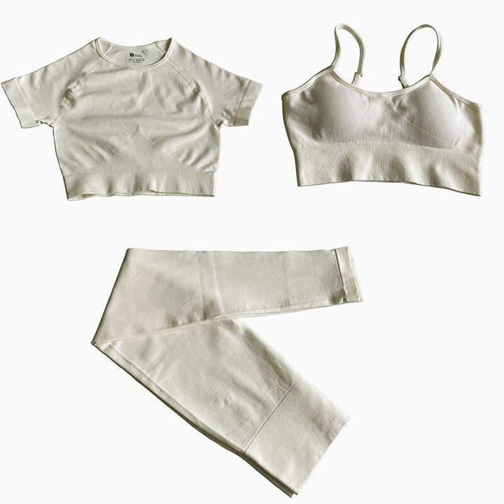 2/3/4 Piece Women’s Seamless Yoga Set — High-Waist Leggings, Shorts, Crop Top and Sports Bra