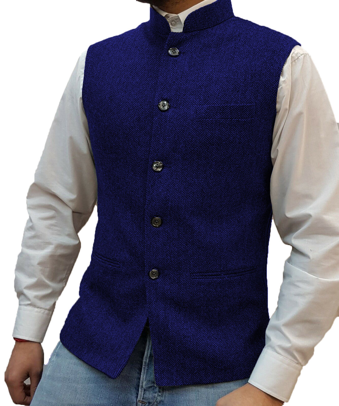 Male vest, Zhongshan collar, herringbone pattern vest, male groom's wedding dress, suit vest