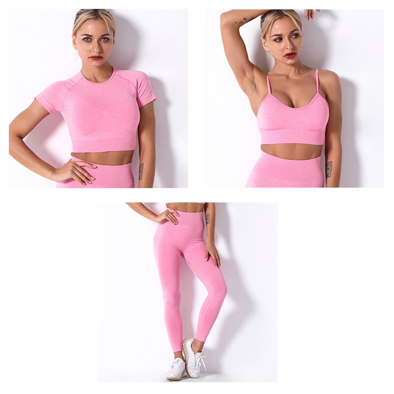 2/3/4 Piece Women’s Seamless Yoga Set — High-Waist Leggings, Shorts, Crop Top and Sports Bra