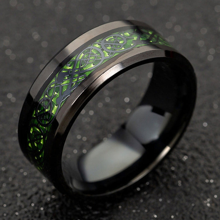 Men's 8mm Red Carbon Fiber Black Celtic Dragon Tungsten Carbide Ring Men Comfort Fit Wedding Rings