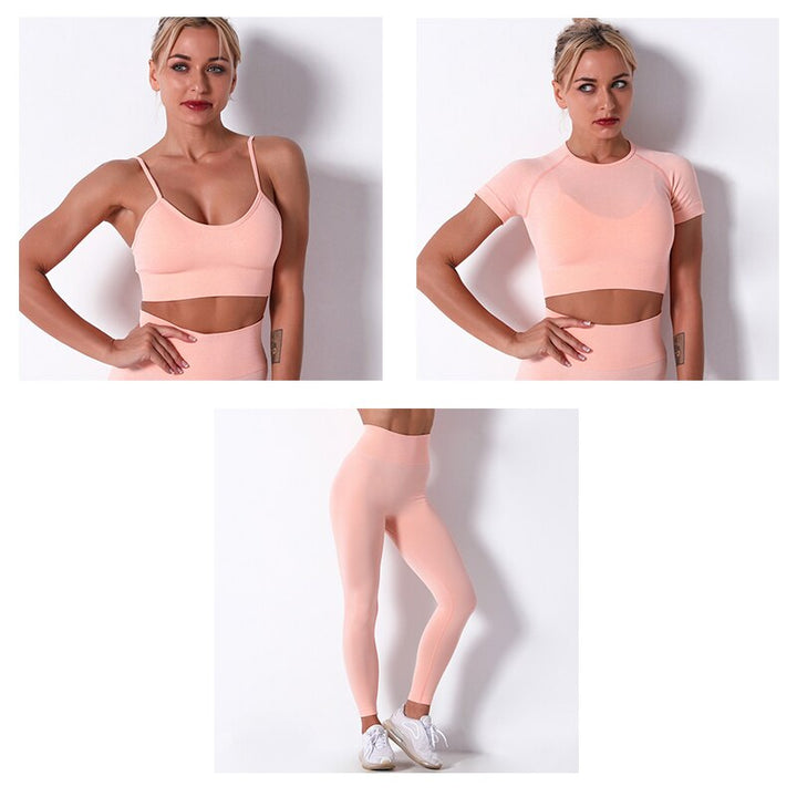 2/3/4 Piece Women’s Seamless Yoga Set — High-Waist Leggings, Shorts, Crop Top and Sports Bra