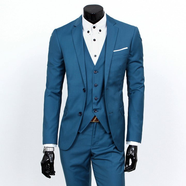 Groom's suit set men's three piece set British casual business suit men's