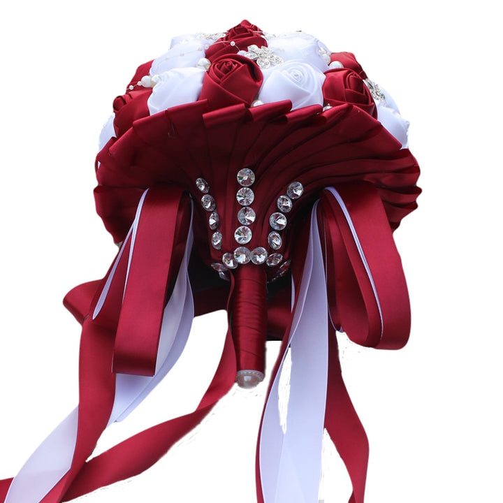 Burgundy Artificial Flower Bridal Bride Bridesmaid Wedding Bouquet