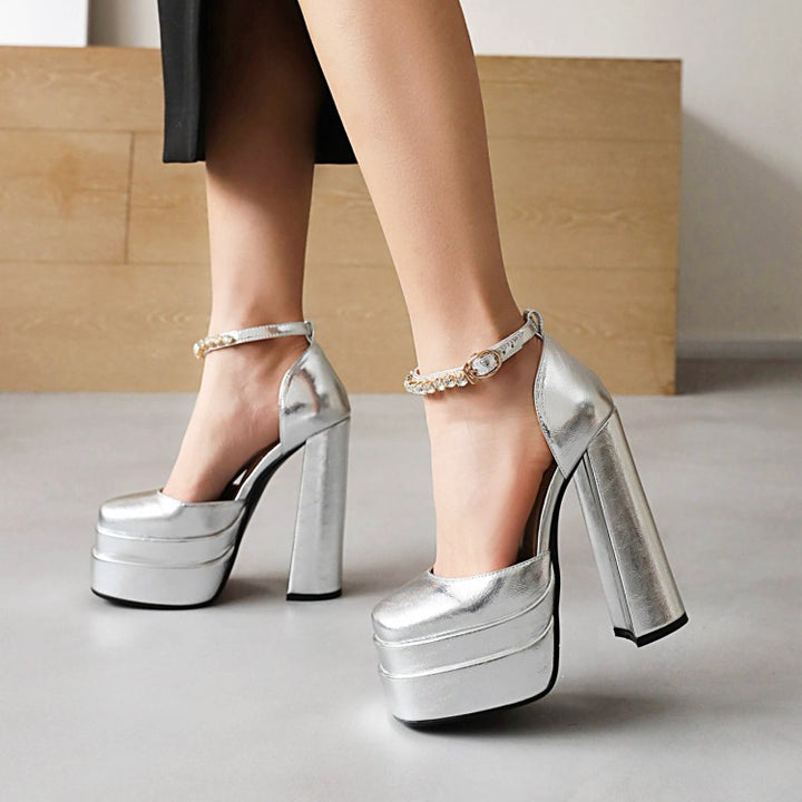 New Thick Heel Waterproof Platform High Heels Women's Wedding Shoes