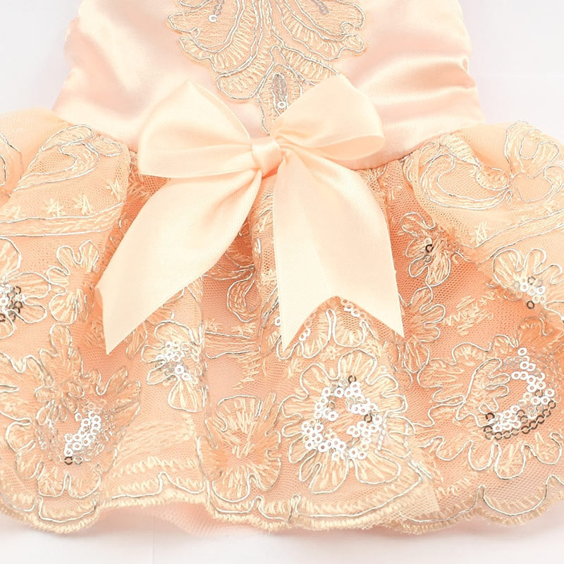 Sequins Lace Embroidered Dog Dress Princess Wedding Dresses for Dogs Pet Tutu Skirt Supplies XS S M L XL