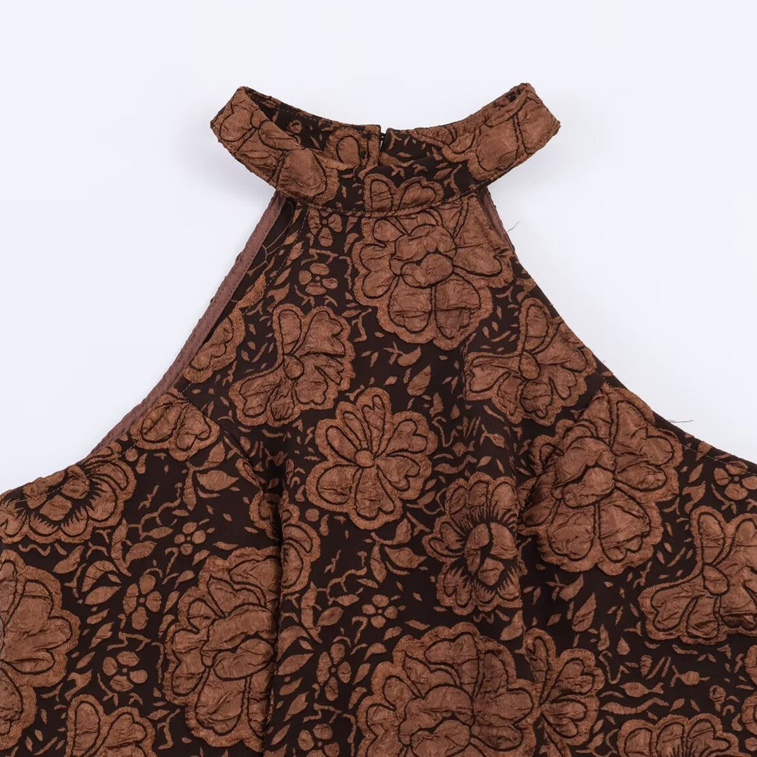 Hanging neck collar long elegant cake skirt