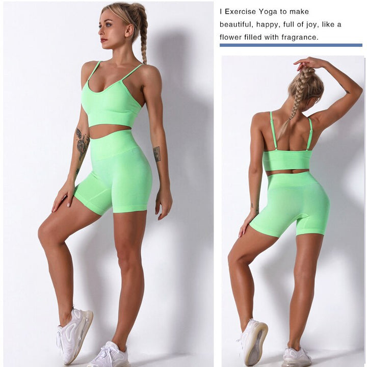 2/3/4 Piece Women’s Seamless Yoga Set — High-Waist Leggings, Shorts, Crop Top and Sports Bra