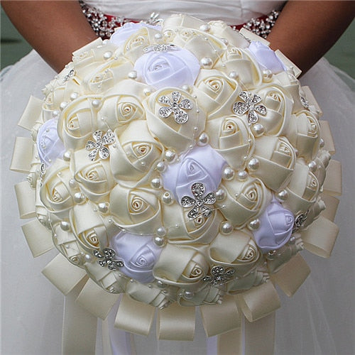 Burgundy Artificial Flower Bridal Bride Bridesmaid Wedding Bouquet