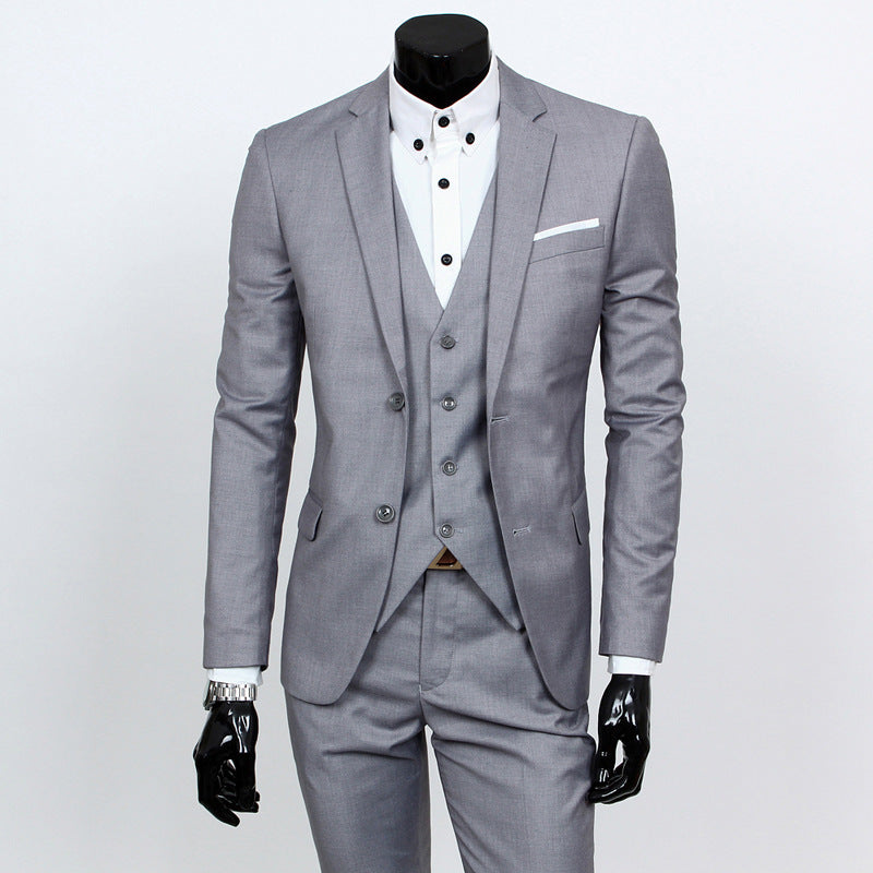 Groom's suit set men's three piece set British casual business suit men's