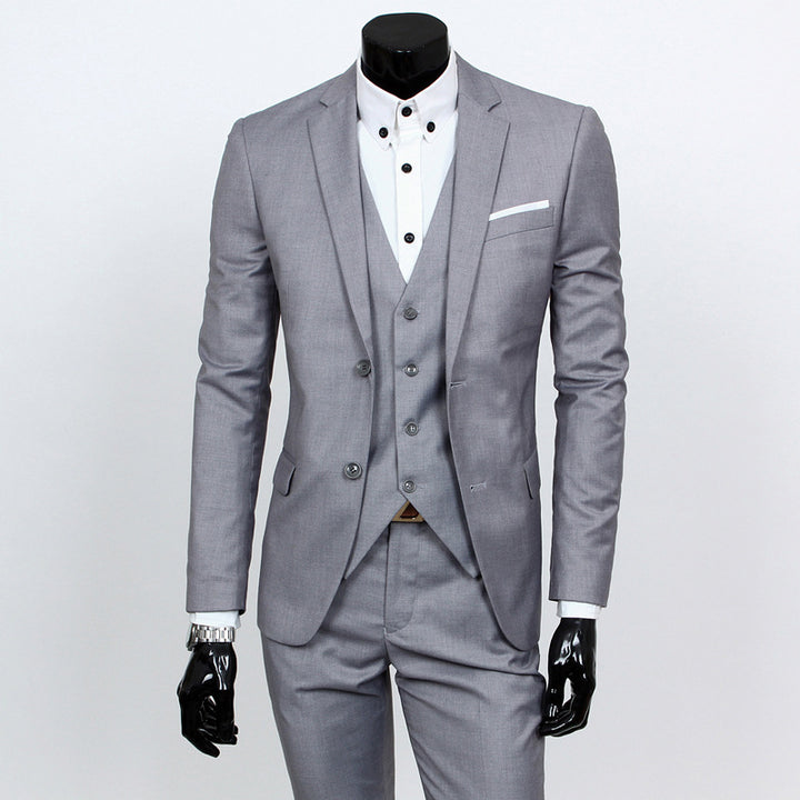 Groom's suit set men's three piece set British casual business suit men's