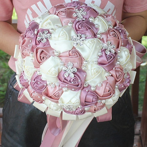 Burgundy Artificial Flower Bridal Bride Bridesmaid Wedding Bouquet