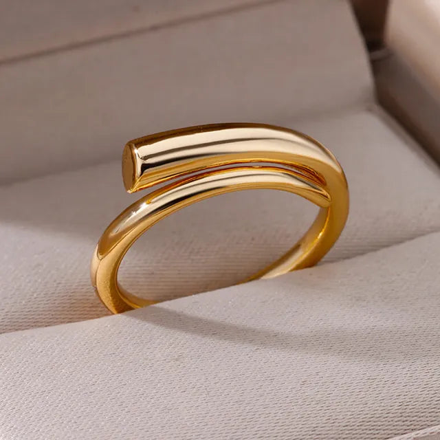 Stainless Steel Rings For Women Men Gold Color Hollow Wide Ring Female Male Party Finger Jewelry Gift  Trend Free Shipping