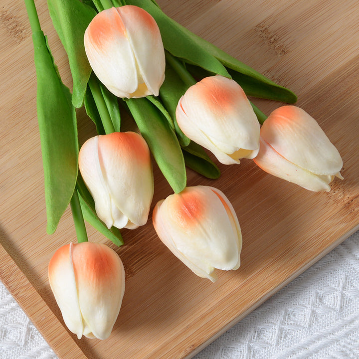 PU Mini Tulip Artificial Flower Home Wedding Decoration Hand Touching Plastic Flower