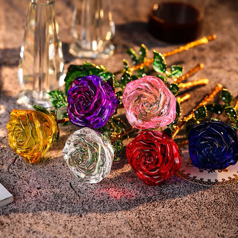 Crystal Rose for Girlfriend and Wife Creative Wedding Anniversary Decorative Ornaments for Valentine's Day