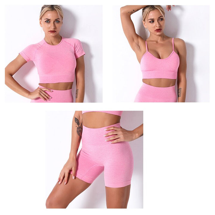 2/3/4 Piece Women’s Seamless Yoga Set — High-Waist Leggings, Shorts, Crop Top and Sports Bra