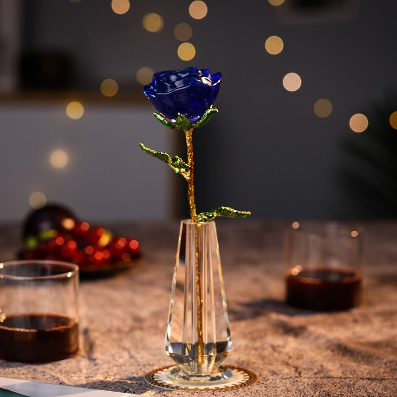 Crystal Rose for Girlfriend and Wife Creative Wedding Anniversary Decorative Ornaments for Valentine's Day