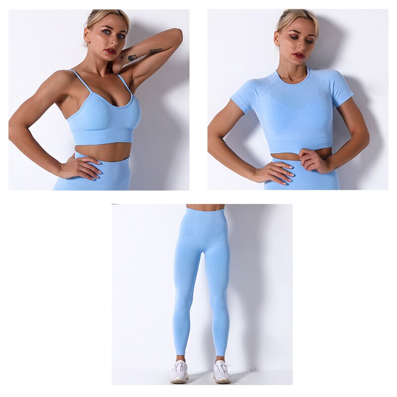 2/3/4 Piece Women’s Seamless Yoga Set — High-Waist Leggings, Shorts, Crop Top and Sports Bra