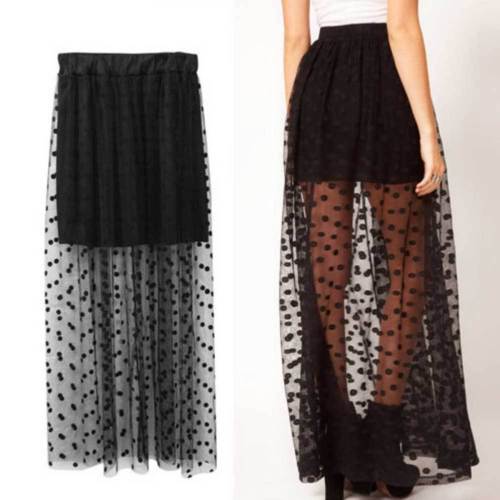 Women’s Summer Transparent Mesh Beach Skirt — Ankle-Length Cover-Up