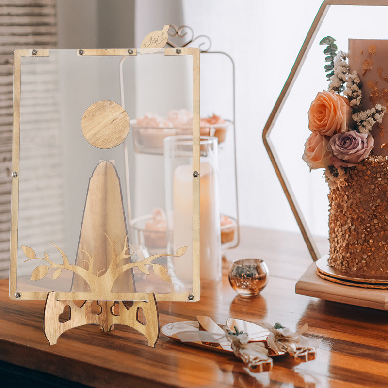 Wooden Craft Home Decoration Wedding Celebration Sign-in Card Wishing Tree Valentine's Day Sign-in Table Photo Frame