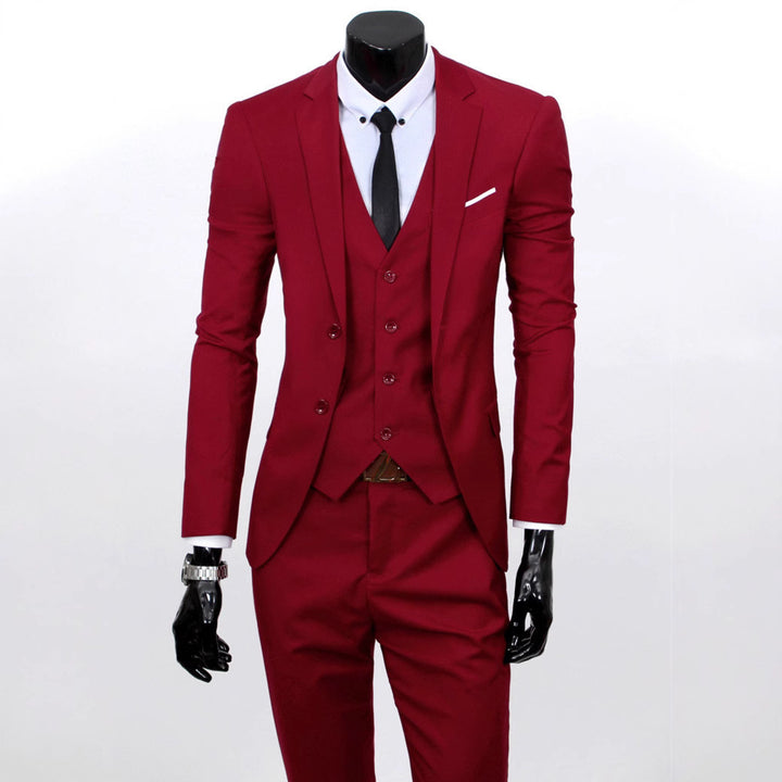 Groom's suit set men's three piece set British casual business suit men's