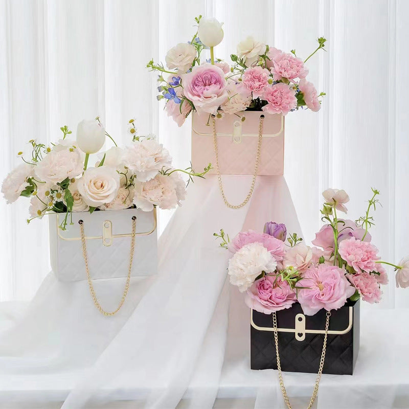 4/12PCS Portable Flower Box Rose Packaging Box Gift Box Wrapping Paper Bag  Flower Shop Wedding Valentine's Day Birthday Gifts Bag