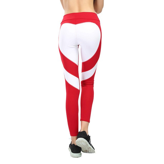 Women Yoga Leggings Love Heart-Shaped on Hip Patchwork Push UP Elastic High Waist Pants Fitness Running Gym Sports Leggings