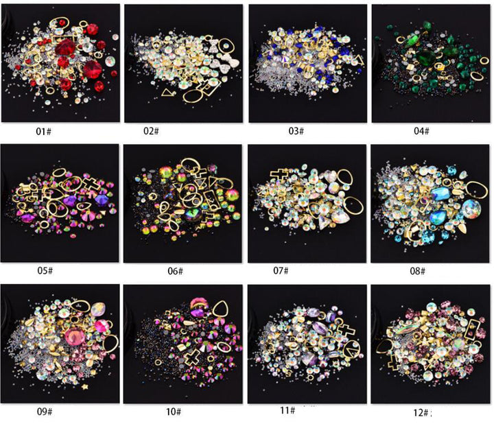 1 Box Mixed Color Stones for Nails 3D Crystal Stones Nail Art Decoratives DIY Design Ontwerp Manicure Diamante Diamonds