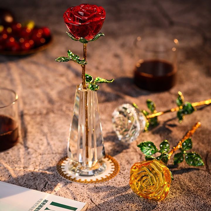 Crystal Rose for Girlfriend and Wife Creative Wedding Anniversary Decorative Ornaments for Valentine's Day