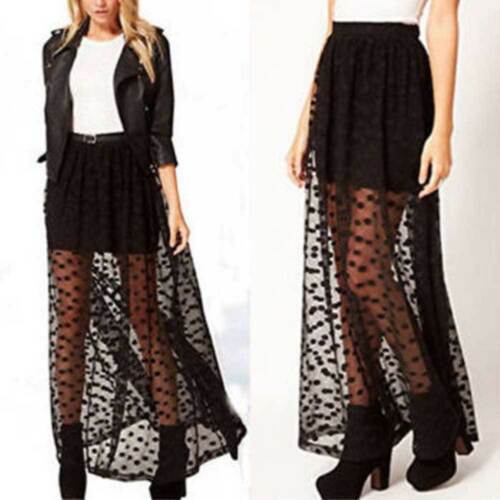Women’s Summer Transparent Mesh Beach Skirt — Ankle-Length Cover-Up