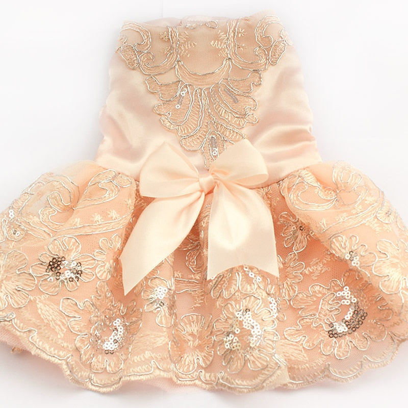 Sequins Lace Embroidered Dog Dress Princess Wedding Dresses for Dogs Pet Tutu Skirt Supplies XS S M L XL