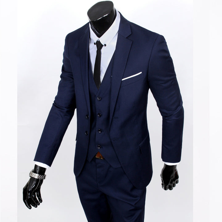 Groom's suit set men's three piece set British casual business suit men's