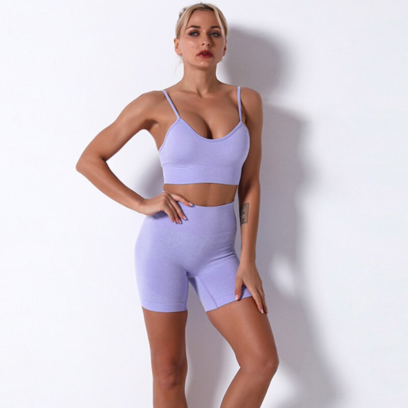 2/3/4 Piece Women’s Seamless Yoga Set — High-Waist Leggings, Shorts, Crop Top and Sports Bra