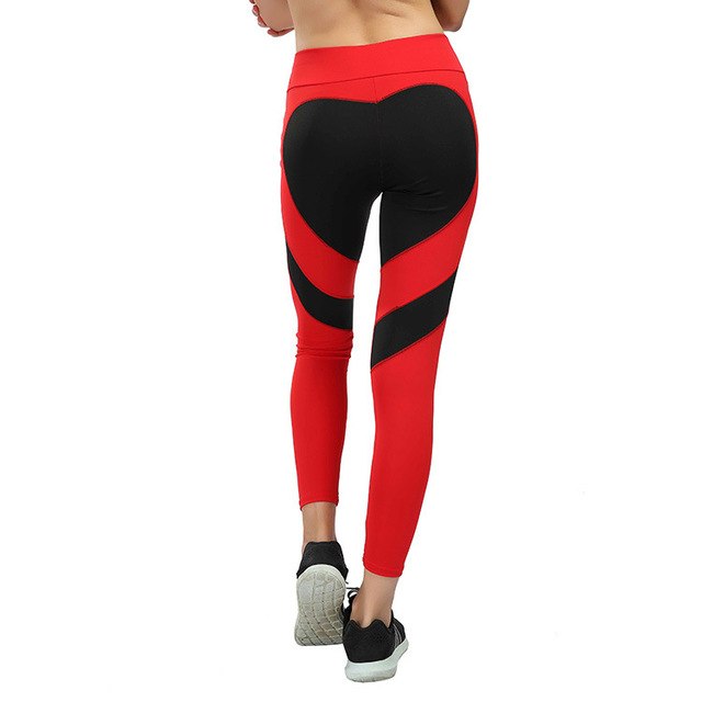 Women Yoga Leggings Love Heart-Shaped on Hip Patchwork Push UP Elastic High Waist Pants Fitness Running Gym Sports Leggings