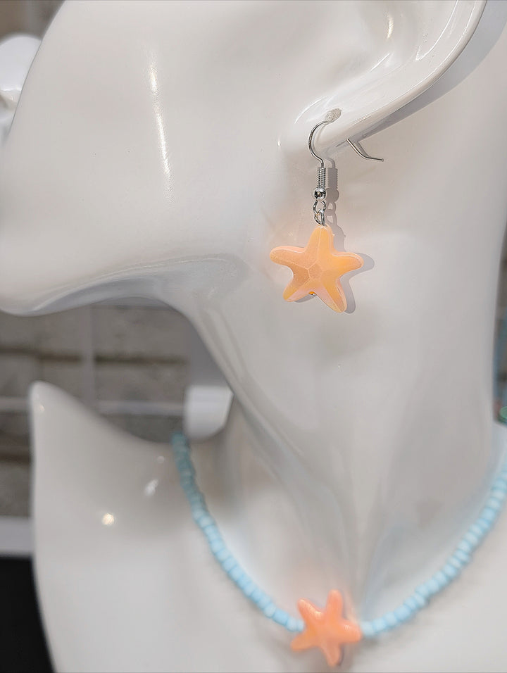 Orange Starfish Earrings