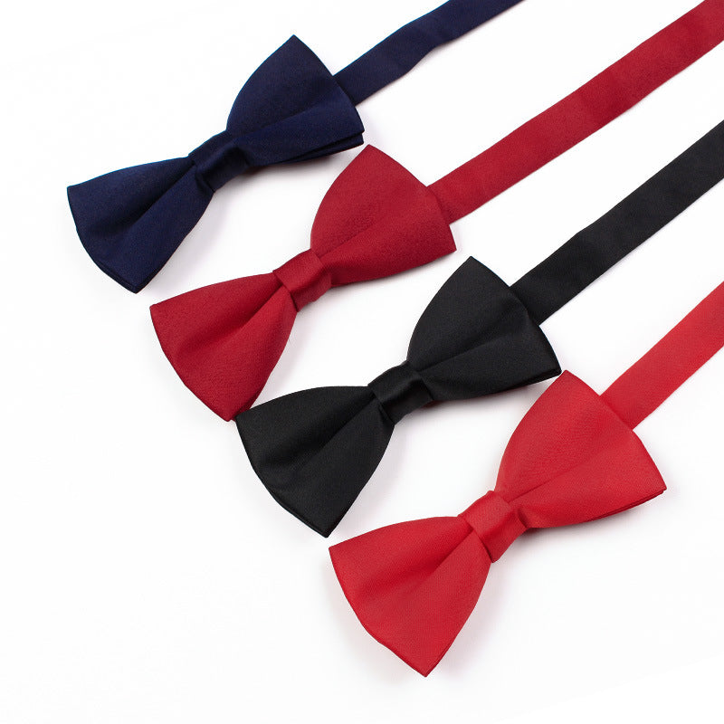 Men's Gentleman Business Casual Bow Tie Solid Color Red Wedding Groom Groomsmen Bow Tie
