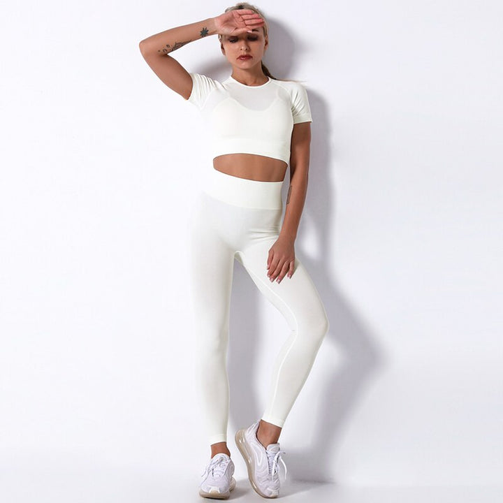 2/3/4 Piece Women’s Seamless Yoga Set — High-Waist Leggings, Shorts, Crop Top and Sports Bra
